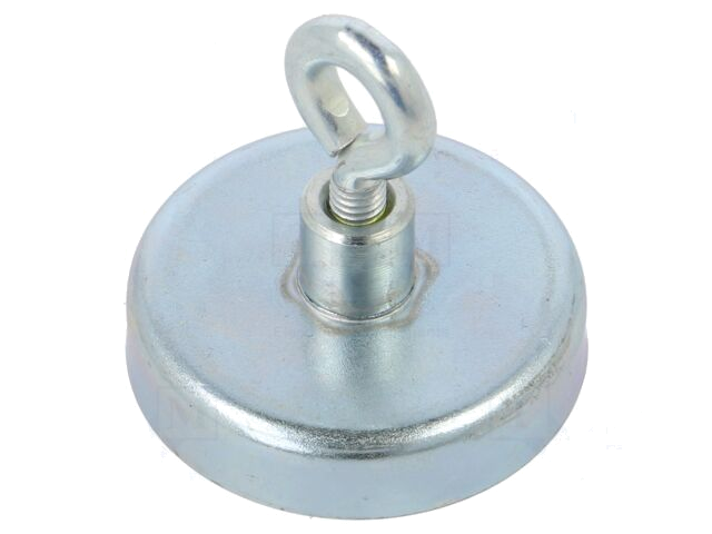 Magneet: vast; hard ferriet; 80N; 32mm; met oog Magneet: vast; hard ferriet; 80N; 32mm; met oog